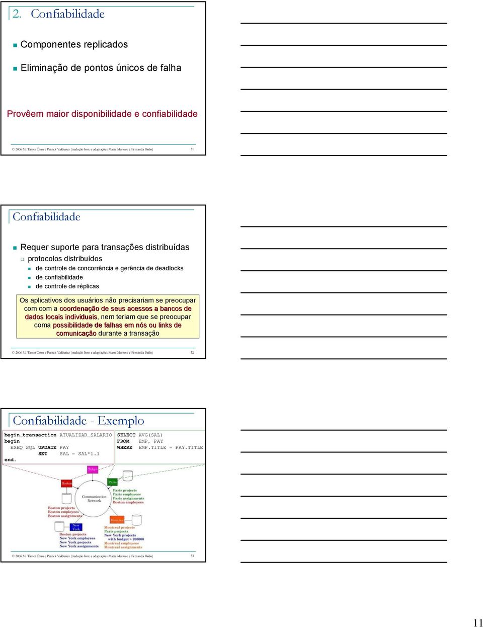 concorrência e gerência de deadlocks de confiabilidade de controle de réplicas Os aplicativos dos usuários não precisariam se preocupar com com a coordenação de seus acessos a bancos de dados locais