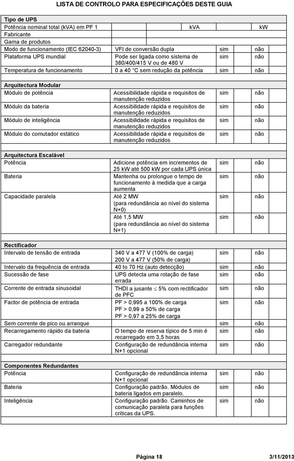 bateria Módulo de inteligência Módulo do comutador estático Acessibilidade rápida e requisitos de manutenção reduzidos Acessibilidade rápida e requisitos de manutenção reduzidos Acessibilidade rápida