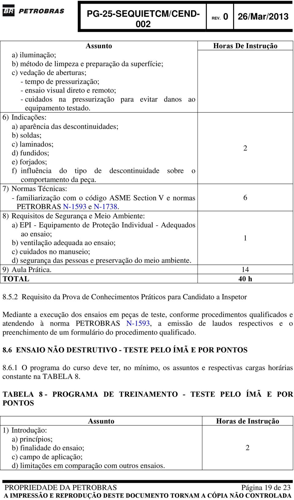 6) Indicações: a) aparência das descontinuidades; b) soldas; c) laminados; 2 d) fundidos; e) forjados; f) influência do tipo de descontinuidade sobre o comportamento da peça.