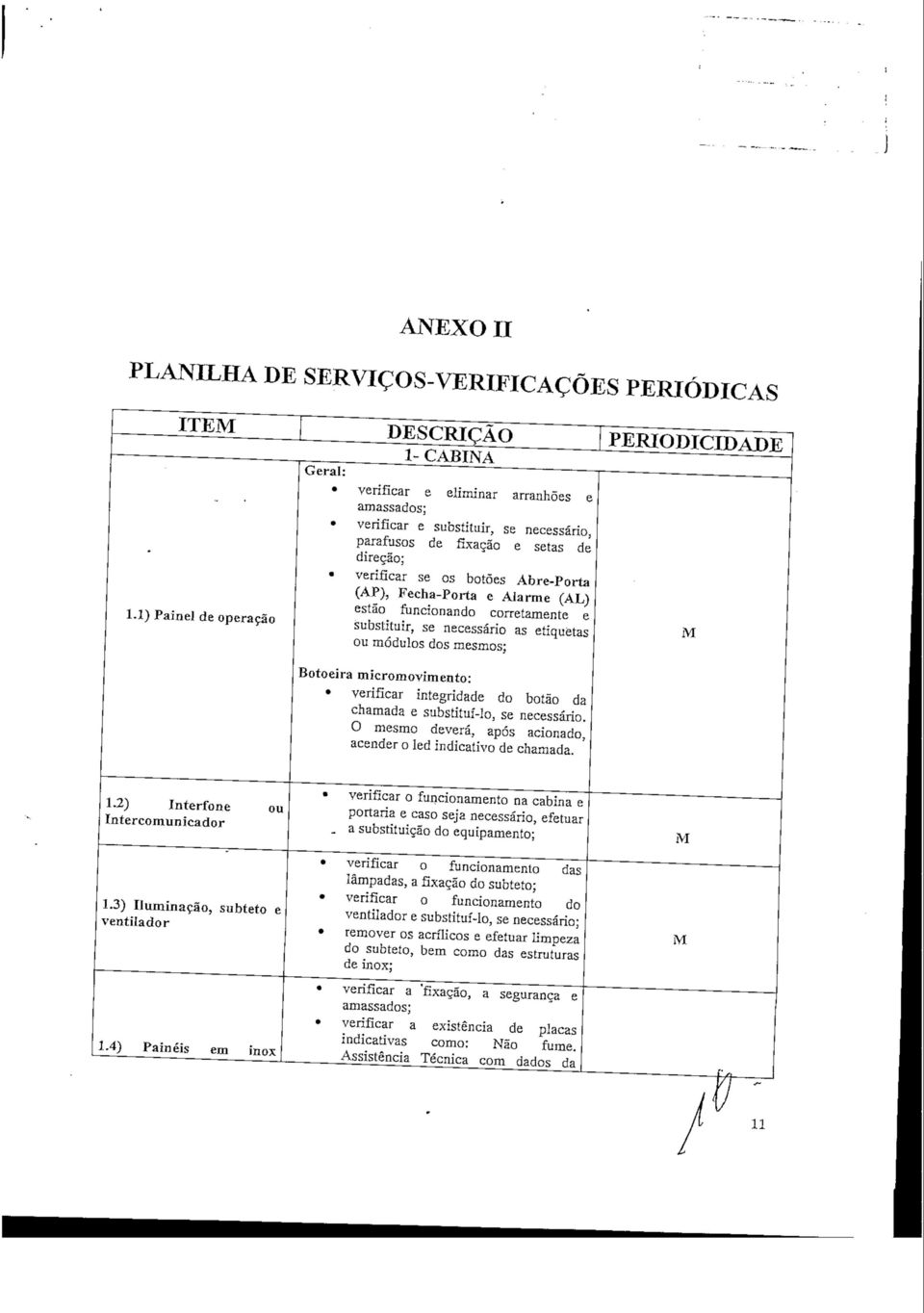 (AP), Fecha-Porta e Alarme (AL) estão funcionando corretamente e substituir, se necessário as etiquetas ou módulos dos mesmos; Botoeira micromovimento; verificar integridade do botão da chamada e