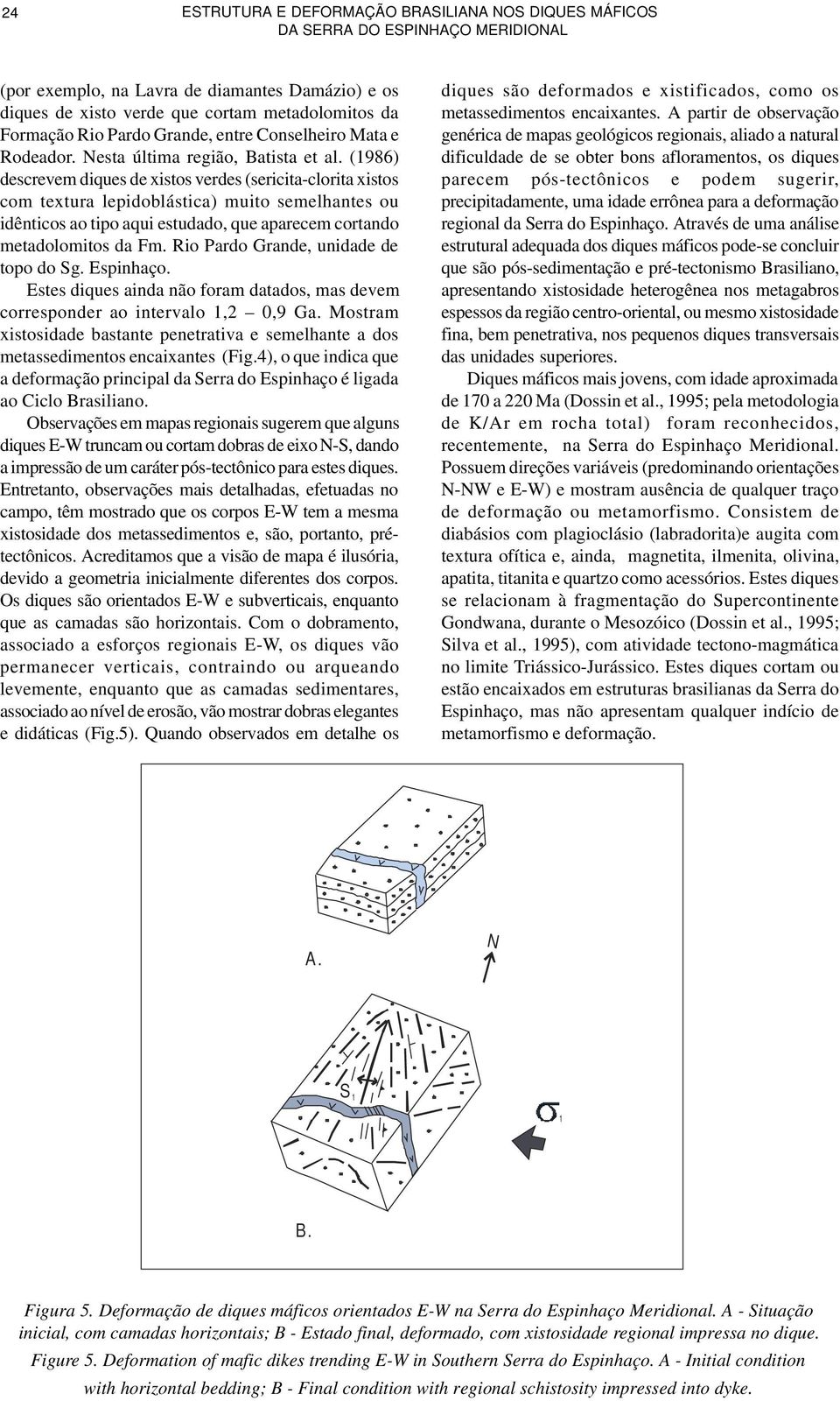 (1986) descrevem diques de xistos verdes (sericita-clorita xistos com textura lepidoblástica) muito semelhantes ou idênticos ao tipo aqui estudado, que aparecem cortando metadolomitos da Fm.