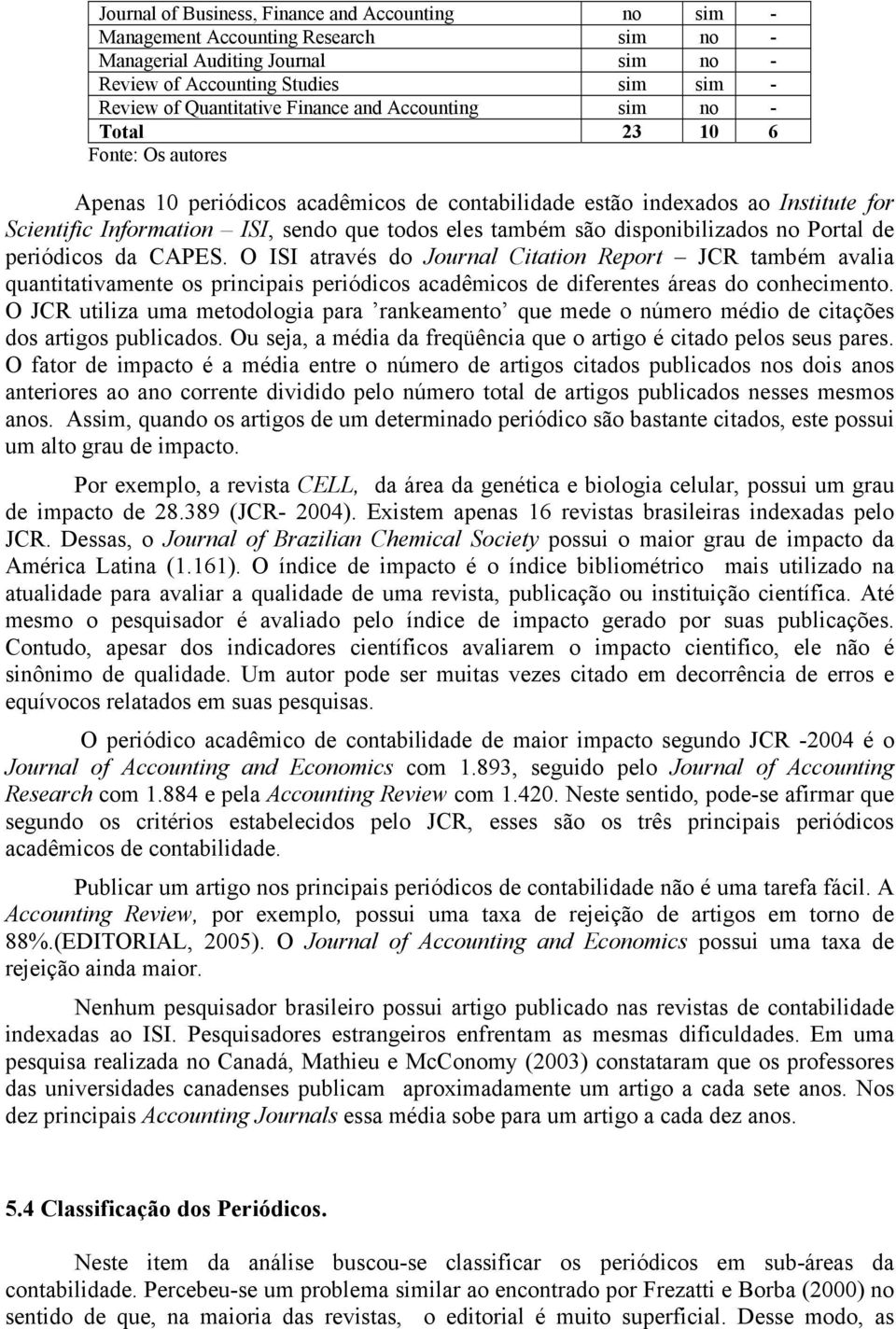 Portal de periódicos da CAPES. O ISI através do Journal Citation Report JCR também avalia quantitativamente os principais periódicos acadêmicos de diferentes áreas do conhecimento.