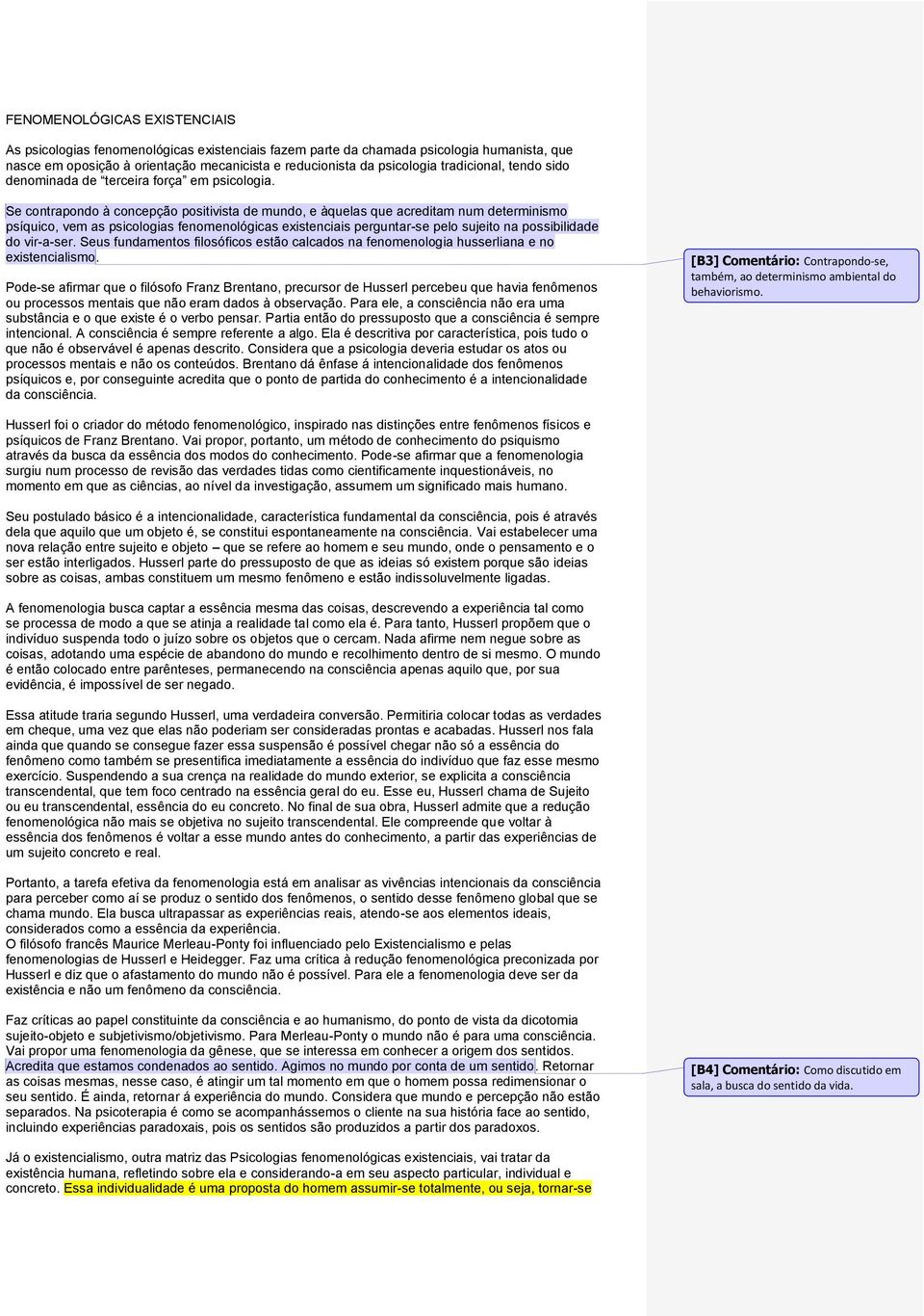 Se contrapondo à concepção positivista de mundo, e àquelas que acreditam num determinismo psíquico, vem as psicologias fenomenológicas existenciais perguntar-se pelo sujeito na possibilidade do