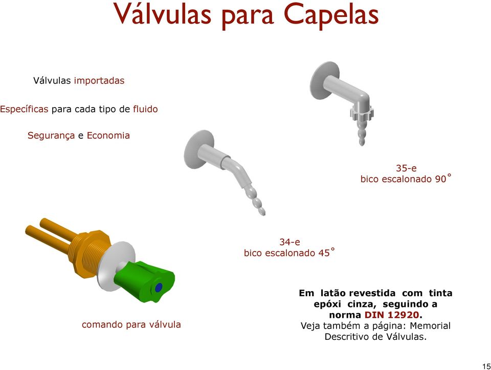 45 comando para válvula Em latão revestida com tinta epóxi cinza,