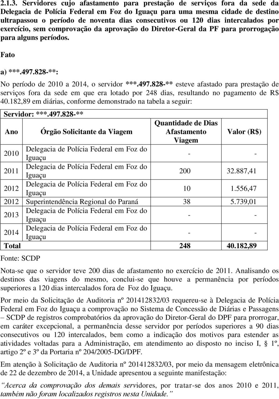 comprovação da aprovação do Diretor-Geral da PF para prorrogação para alguns períodos. Fato a) ***.497.