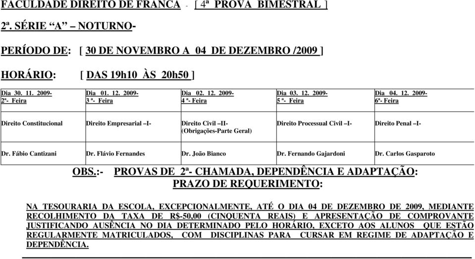 Fábio Cantizani Dr. Flávio Fernandes Dr. João Bianco Dr. Fernando Gajardoni Dr. Carlos Gasparoto OBS.