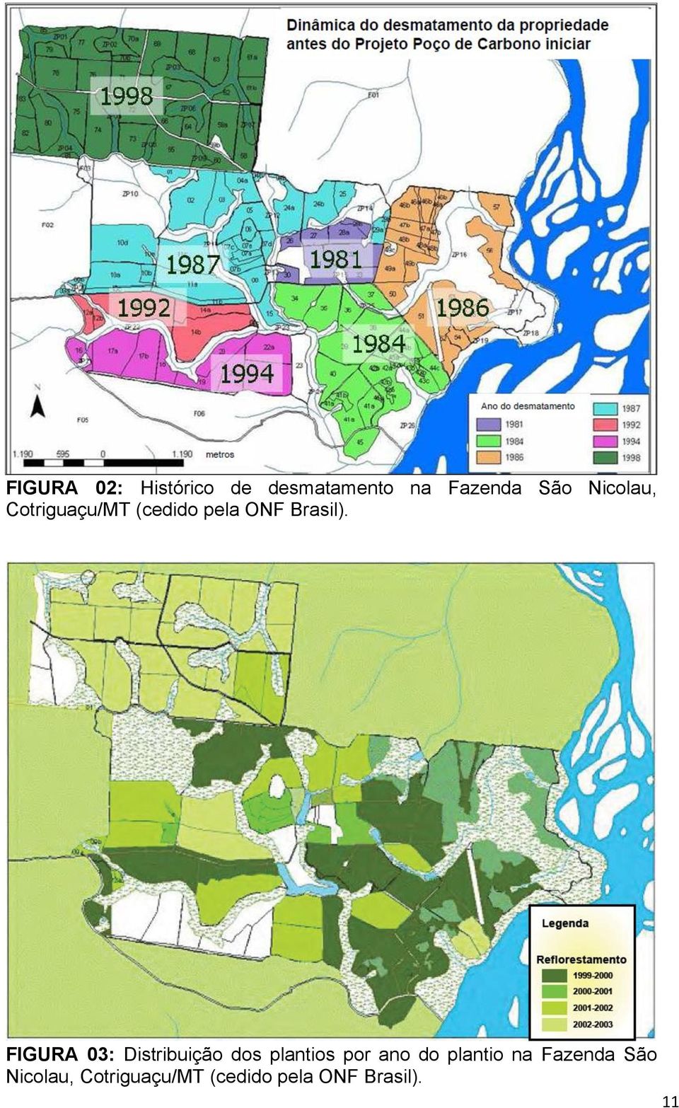 FIGURA : Distribuição dos plantios por ano do plantio