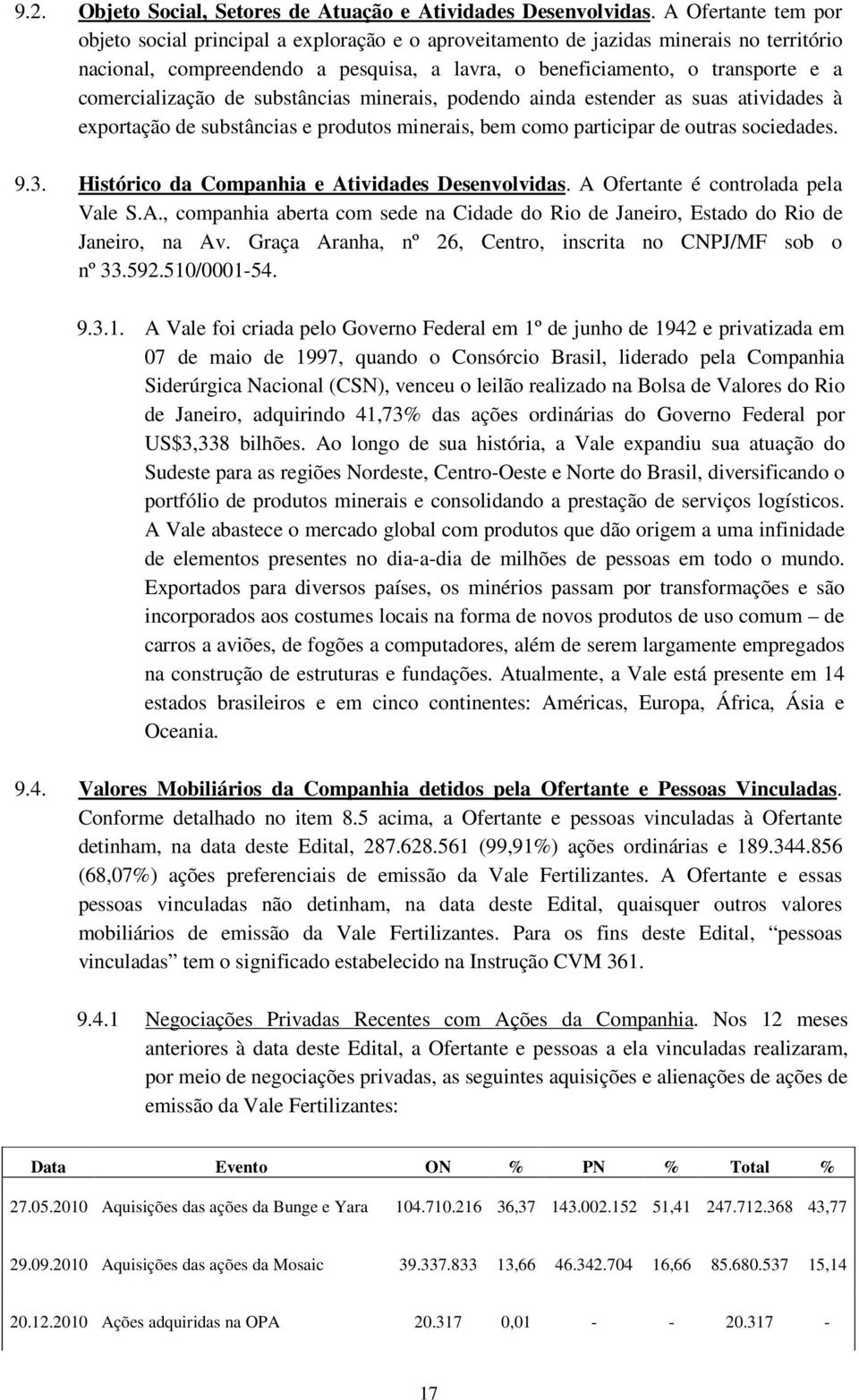 comercialização de substâncias minerais, podendo ainda estender as suas atividades à exportação de substâncias e produtos minerais, bem como participar de outras sociedades. 9.3.