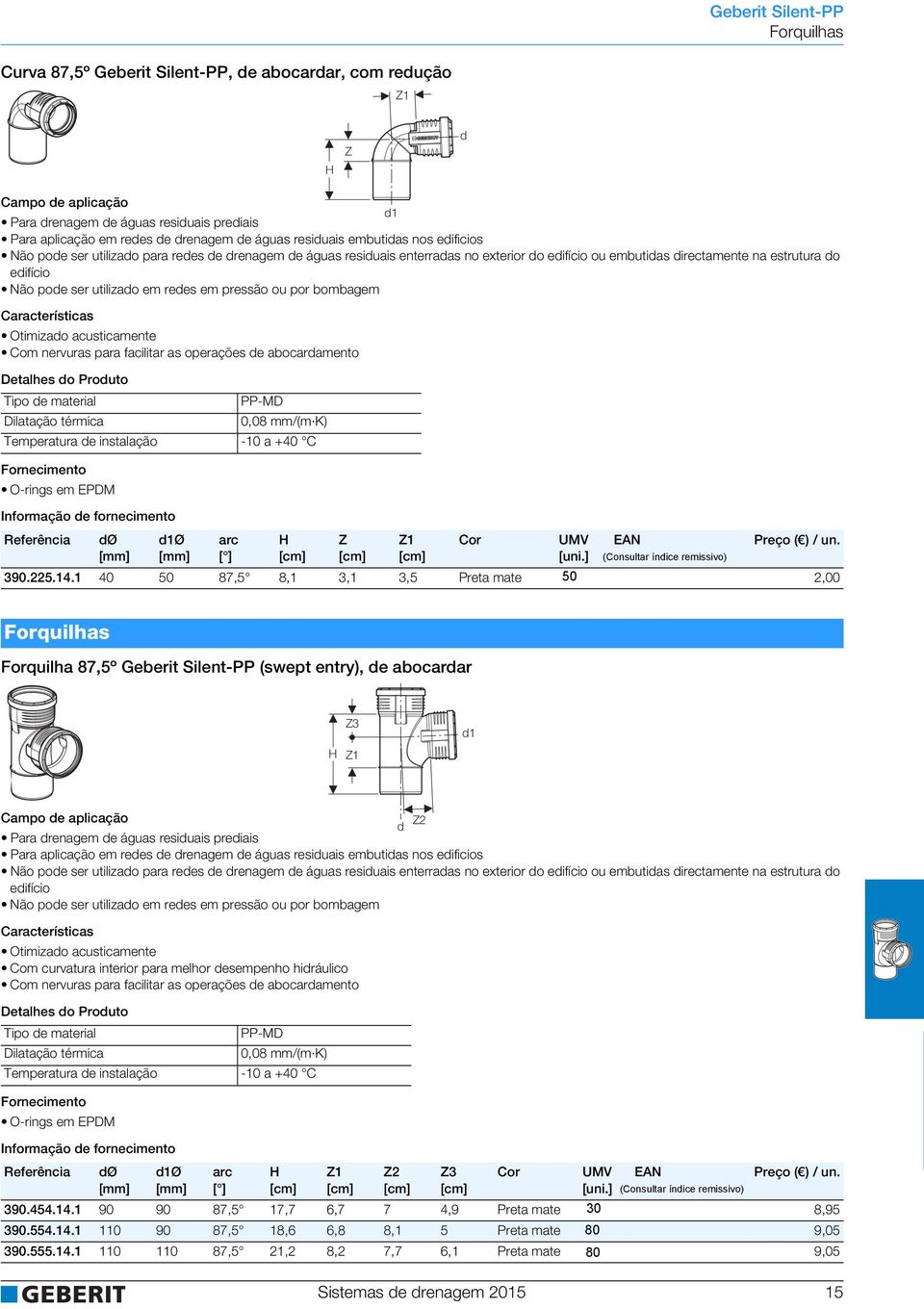 nervuras para facilitar as operações e abocaramento O-rings emepdm Temperatura e instalação -10 a +40 C 1Ø arc [ ] 1 (Consultar ínice remissivo) 390.225.14.