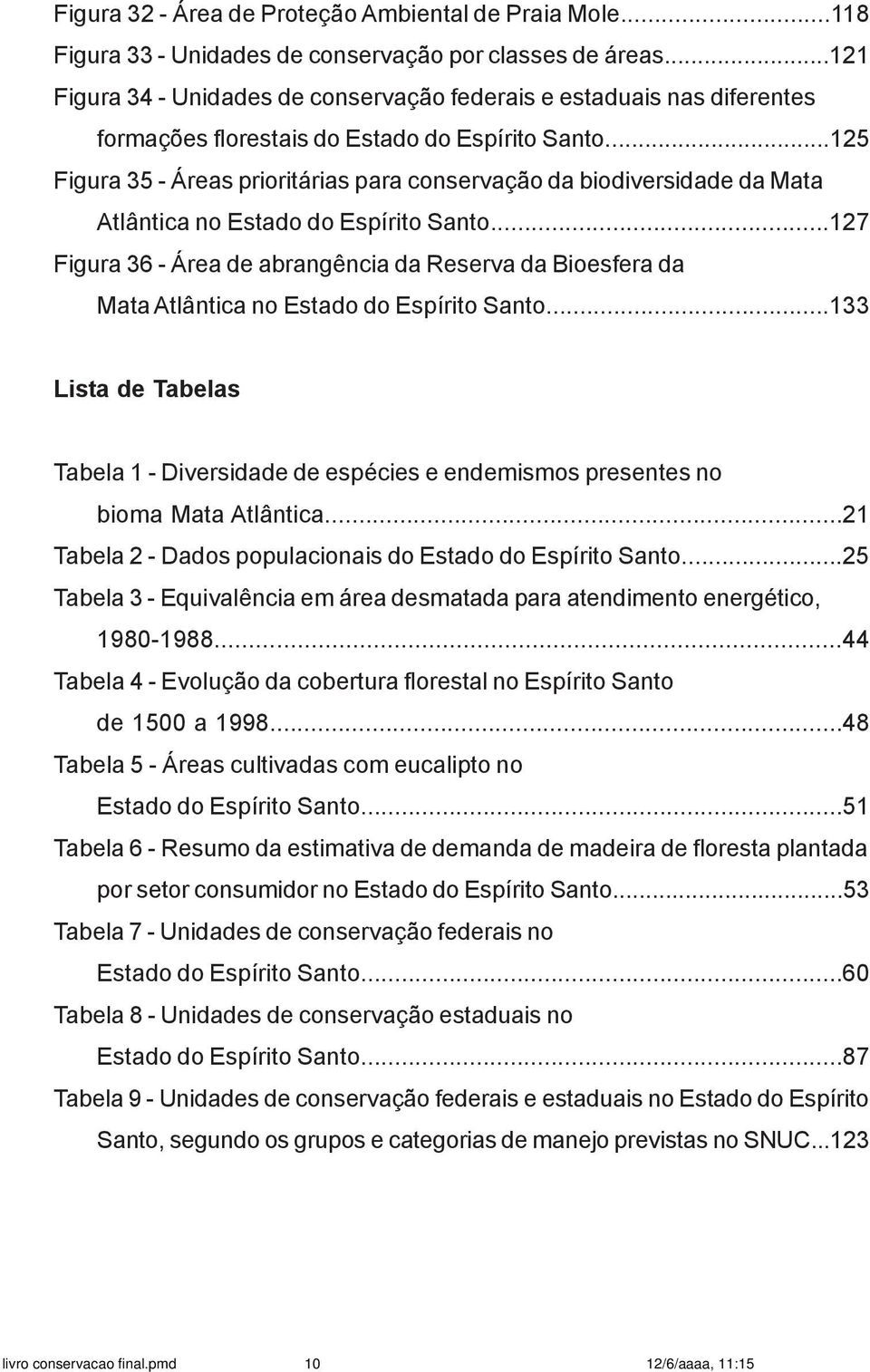 ..125 Figura 35 - Áreas prioritárias para conservação da biodiversidade da Mata Atlântica no Estado do Espírito Santo.