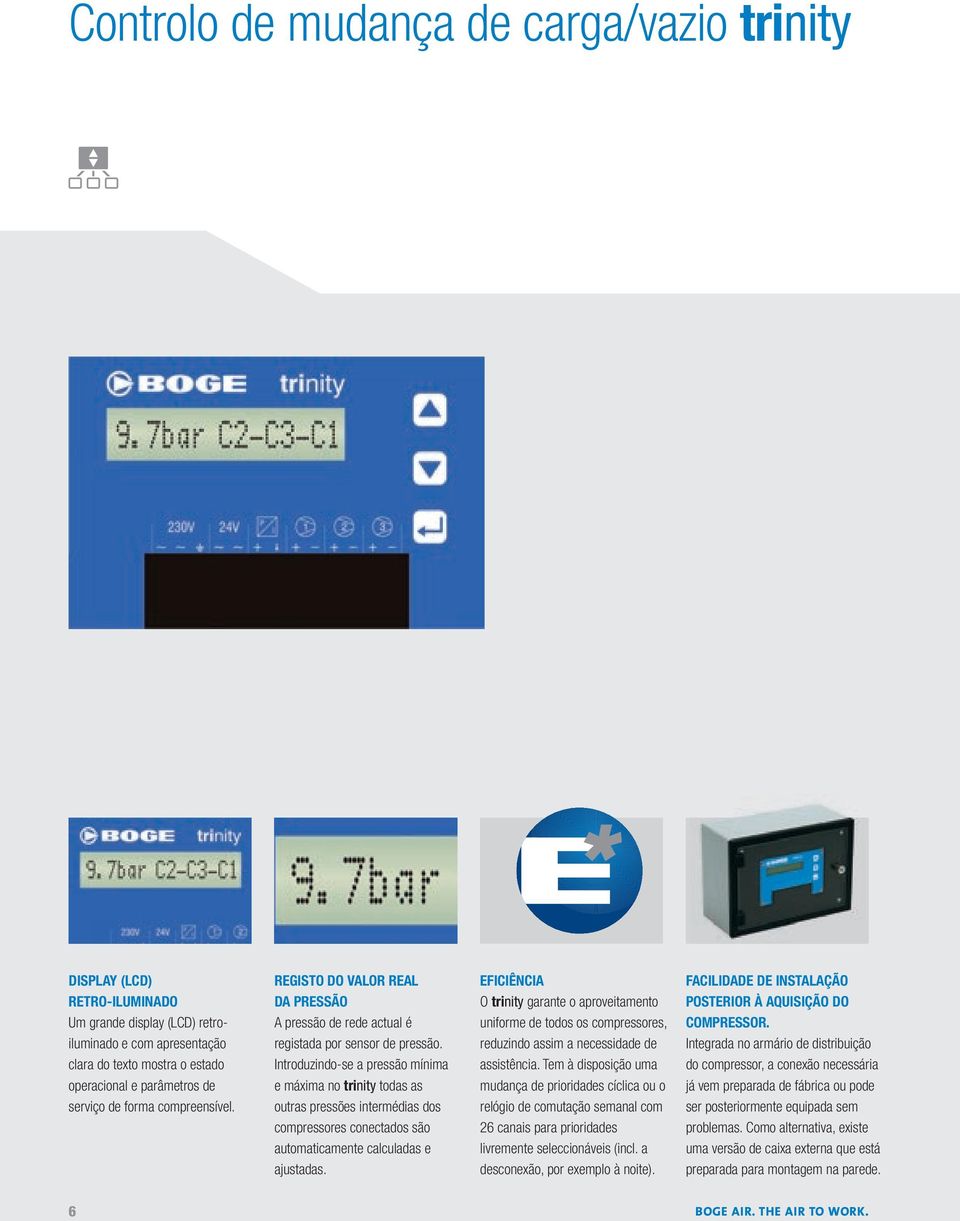 Introduzindo-se a pressão mínima e máxima no trinity todas as outras pressões intermédias dos compressores conectados são automaticamente calculadas e ajustadas.