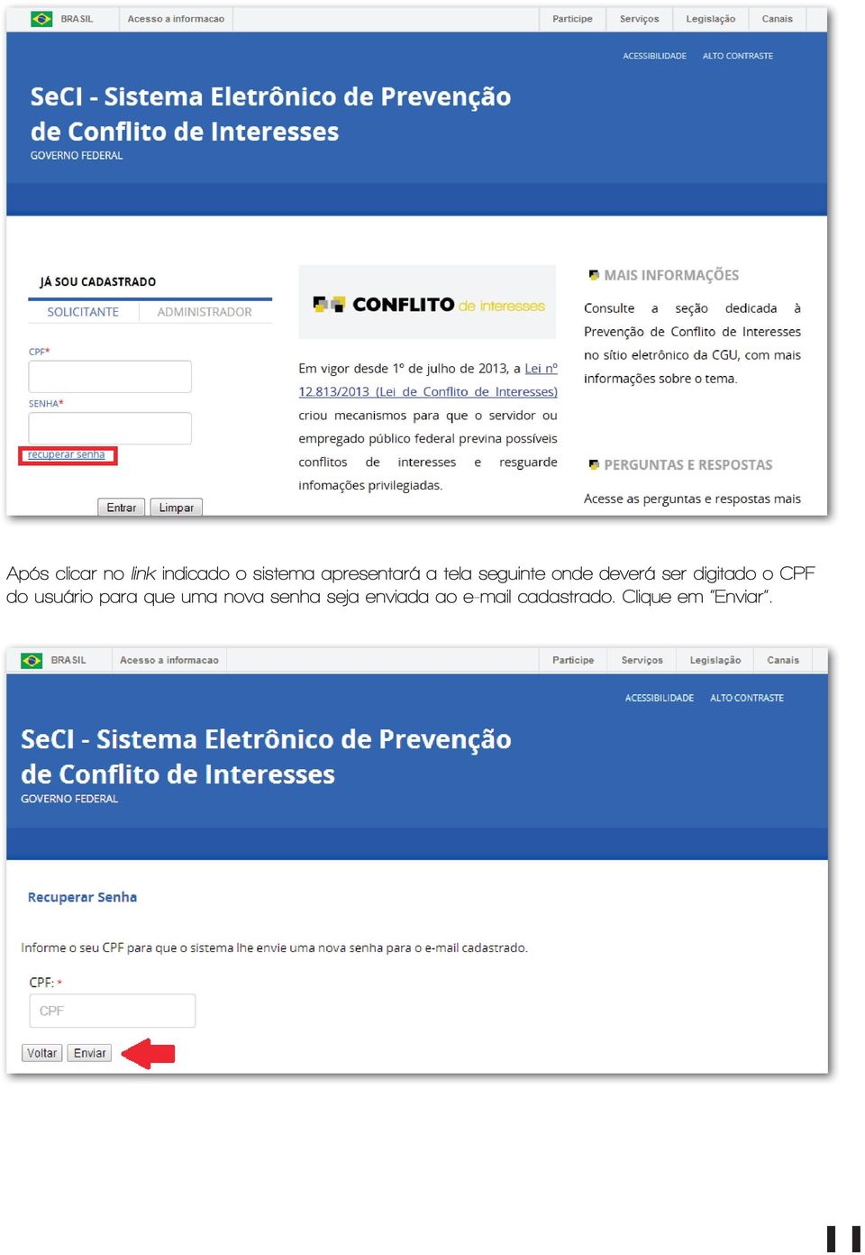 digitado o CPF do usuário para que uma nova