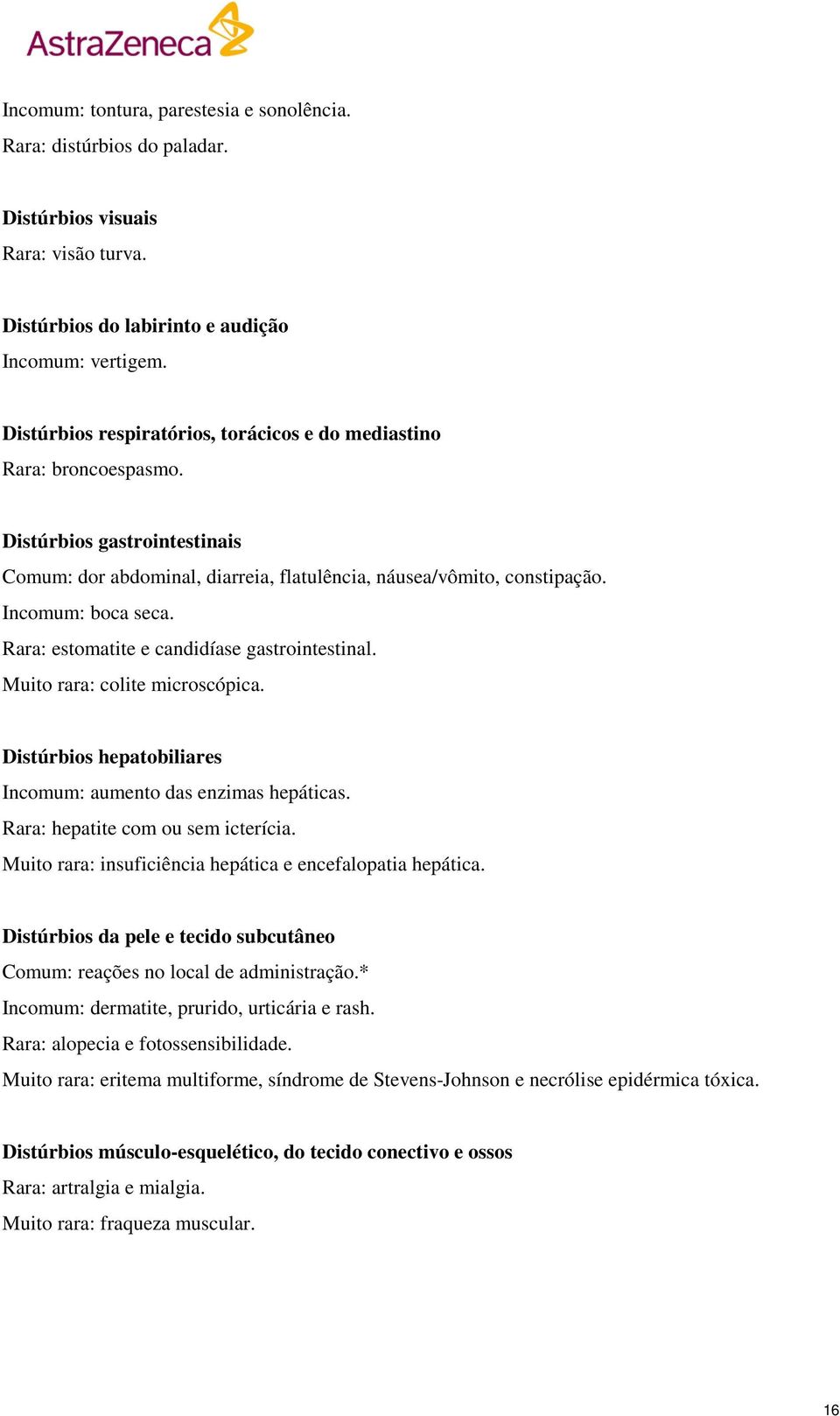 Rara: estomatite e candidíase gastrointestinal. Muito rara: colite microscópica. Distúrbios hepatobiliares Incomum: aumento das enzimas hepáticas. Rara: hepatite com ou sem icterícia.