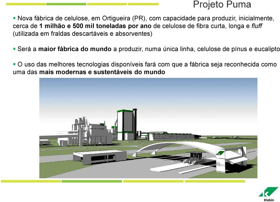 absorventes) Será a maior fábrica do mundo a produzir, numa única linha, celulose de pínus e eucalipto O uso das