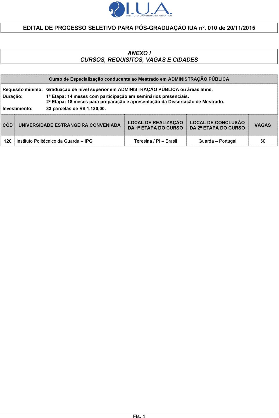 2ª Etapa: 18 meses para preparação e apresentação da Dissertação de Mestrado. Investimento: 33 parcelas de R$ 1.130,00.