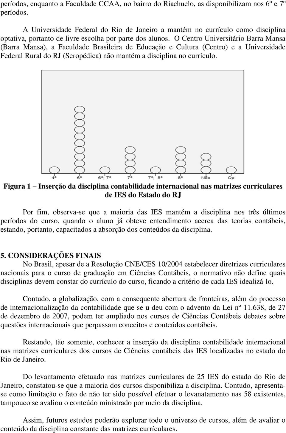 O Centro Universitário Barra Mansa (Barra Mansa), a Faculdade Brasileira de Educação e Cultura (Centro) e a Universidade Federal Rural do RJ (Seropédica) não mantém a disciplina no currículo.