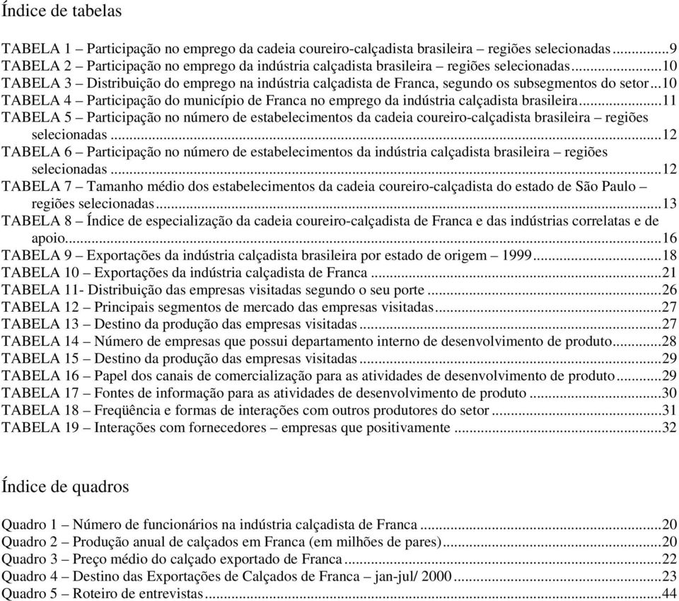 ..10 TABELA 4 Participação do município de Franca no emprego da indústria calçadista brasileira.