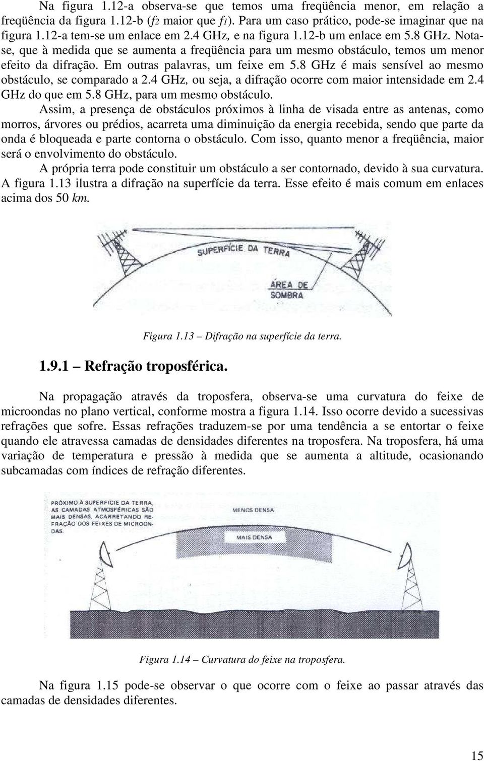 8 GHz é mais sensível ao mesmo obstáculo, se compaado a.4 GHz, ou seja, a difação ocoe com maio intensidade em.4 GHz do que em 5.8 GHz, paa um mesmo obstáculo.