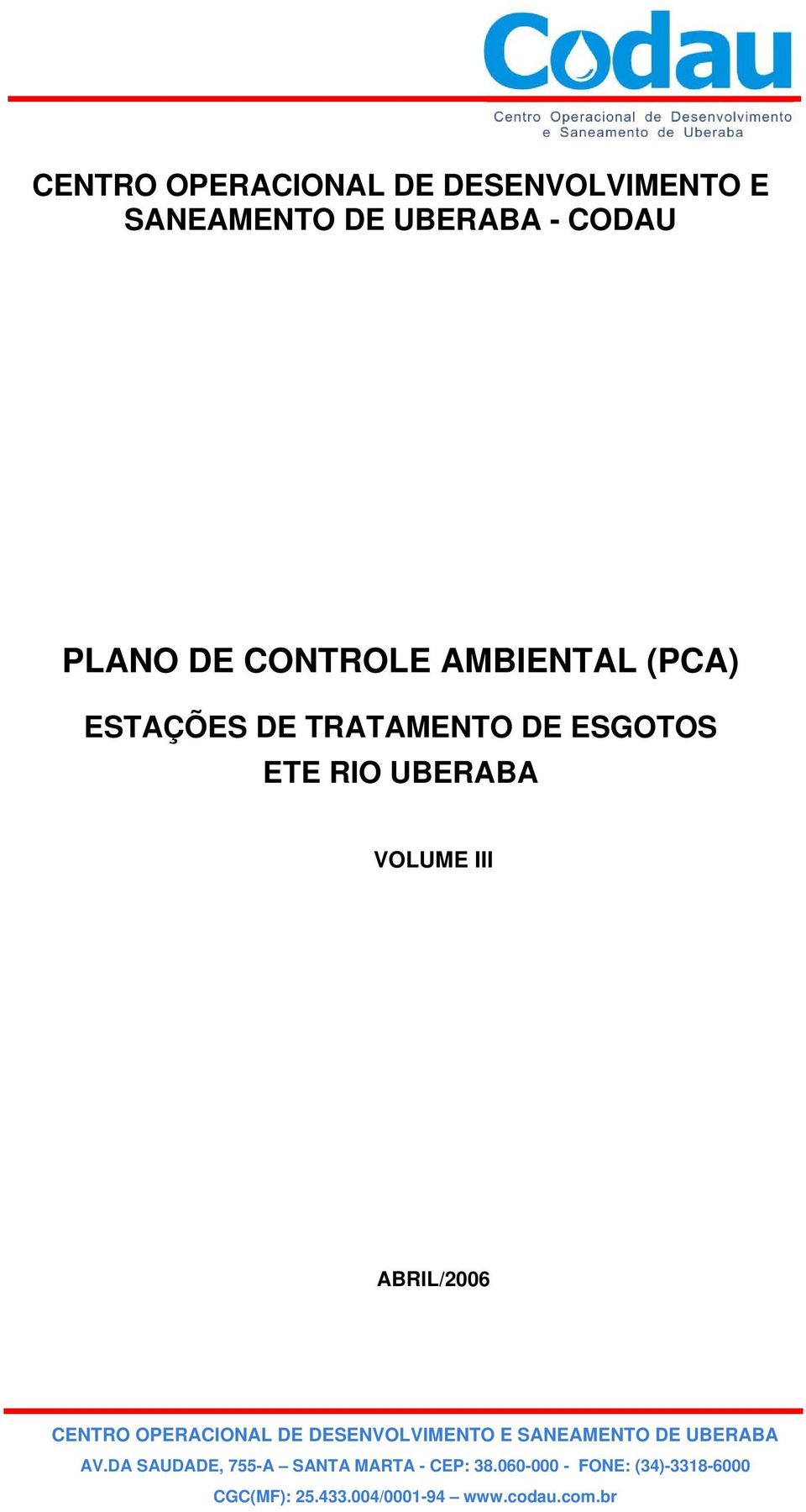 CONTROLE AMBIENTAL (PCA) ESTAÇÕES DE