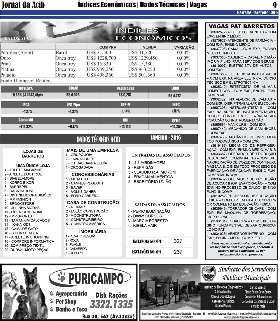 ARLETE IN SHOPPING 18 - CORPORE INFORMÁTICA 19- BOM PREÇO TÊXTIL 20- DURVAL MOTO PEÇAS MAIS DE UMA EMPRESA 1 - GRUPO JOIA 2 - LAVRADORES 3 - ÓTICAS SANTA LUCÍA 4 - DROGADADA CONCESSIONÁRIAS 1 - META