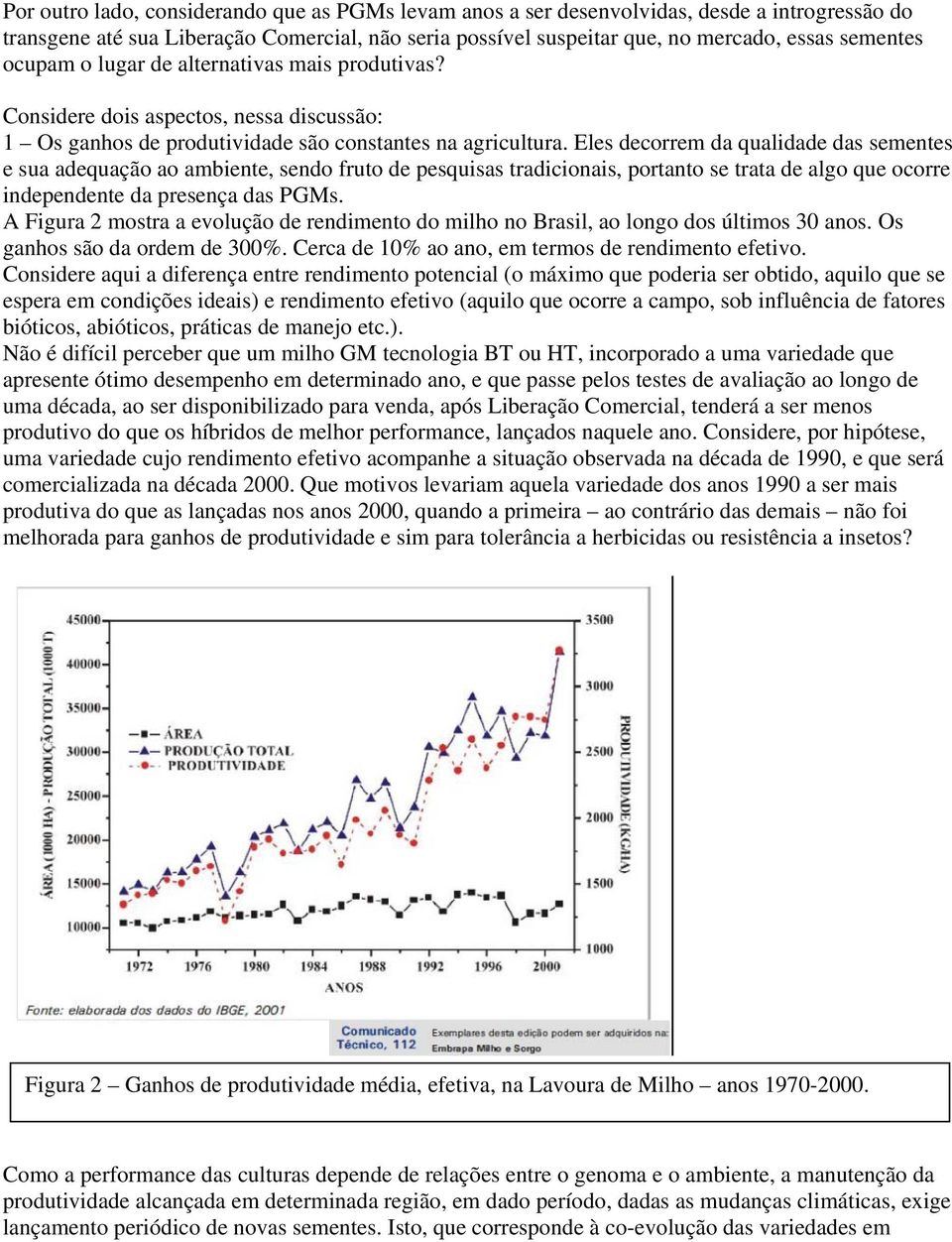 Eles decorrem da qualidade das sementes e sua adequação ao ambiente, sendo fruto de pesquisas tradicionais, portanto se trata de algo que ocorre independente da presença das PGMs.