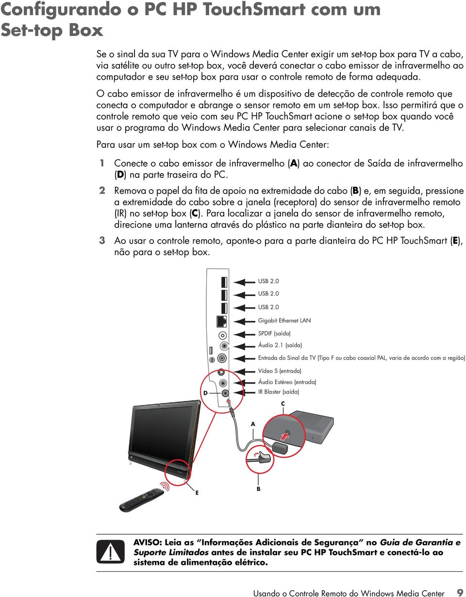 O cabo emissor de infravermelho é um dispositivo de detecção de controle remoto que conecta o computador e abrange o sensor remoto em um set-top box.