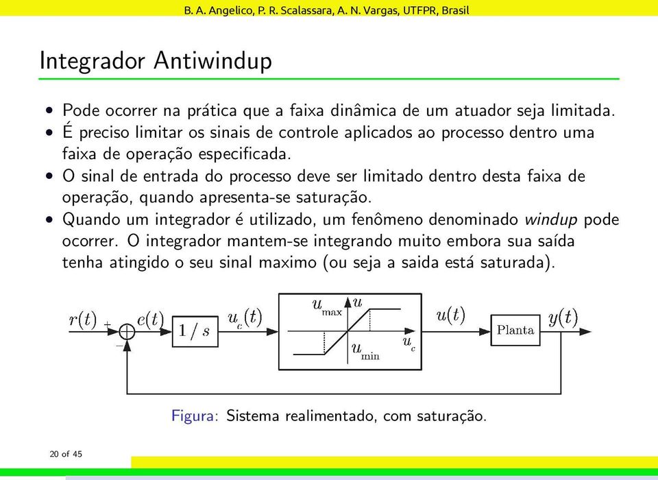 O sinal de entrada do processo deve ser limitado dentro desta faixa de operação, quando apresenta-se saturação.