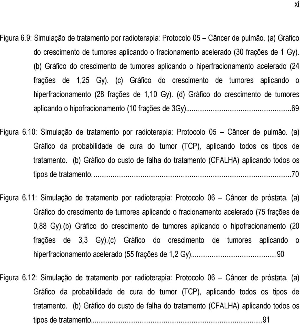 (d) Gráfico do crescimento de tumores aplicando o hipofracionamento (0 frações de 3Gy)...69 Figura 6.0: Simulação de tratamento por radioterapia: Protocolo 05 Câncer de pulmão.