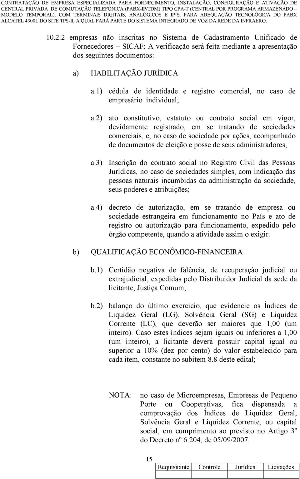 2) ato constitutivo, estatuto ou contrato social em vigor, devidamente registrado, em se tratando de sociedades comerciais, e, no caso de sociedade por ações, acompanhado de documentos de eleição e