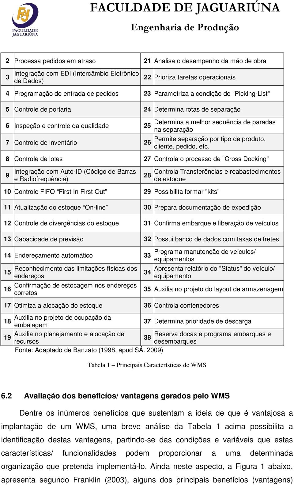 paradas na separação Permite separação por tipo de produto, cliente, pedido, etc.