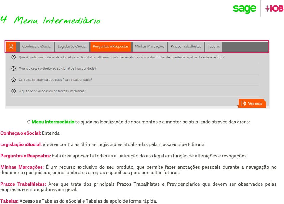 Minhas Marcações: É um recurso exclusivo do seu produto, que permite fazer anotações pessoais durante a navegação no documento pesquisado, como lembretes e regras especificas para consultas futuras.