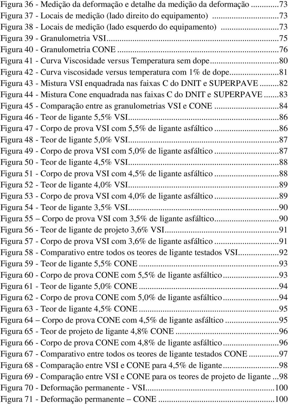 .. 80 Figura 42 - Curva viscosidade versus temperatura com 1% de dope... 81 Figura 43 - Mistura VSI enquadrada nas faixas C do DNIT e SUPERPAVE.