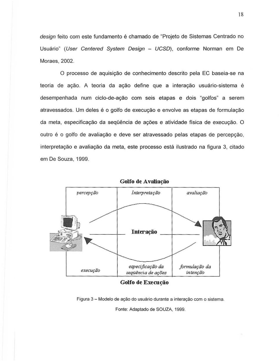 o define que a interayao usuario-sistema e desempenhada nurn ciclo-de-ac;ao com seis etapas e dais "90If05" a serem atravessados.