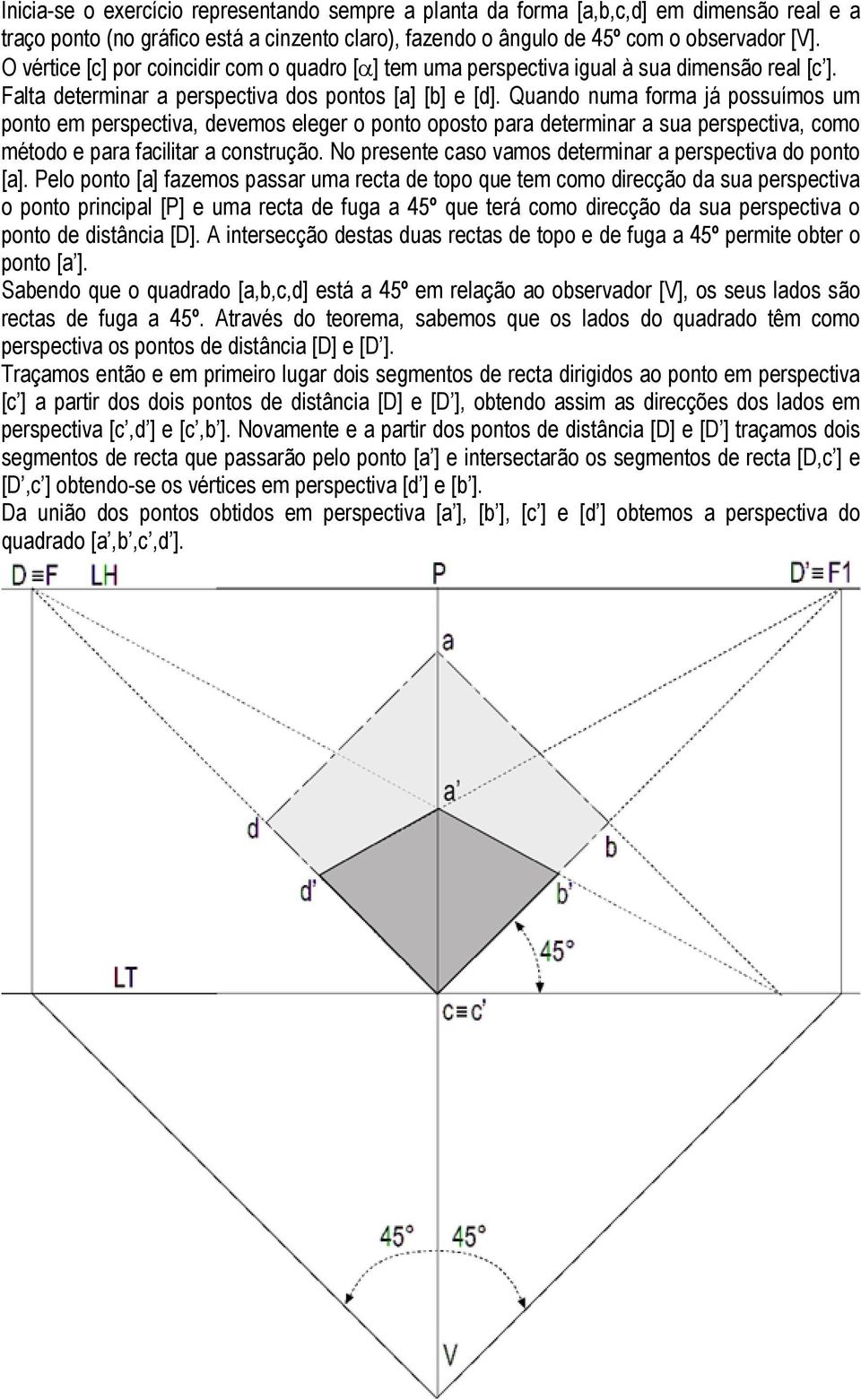 Quando numa forma já possuímos um ponto em perspectiva, devemos eleger o ponto oposto para determinar a sua perspectiva, como método e para facilitar a construção.