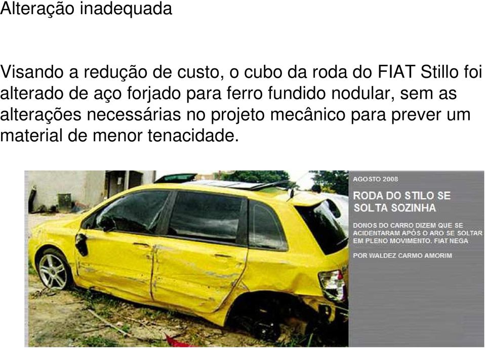 ferro fundido nodular, sem as alterações necessárias no