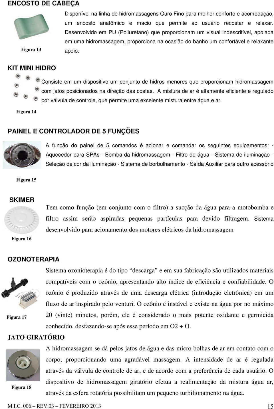 KIT MINI HIDRO Consiste em um dispositivo um conjunto de hidros menores que proporcionam hidromassagem com jatos posicionados na direção das costas.