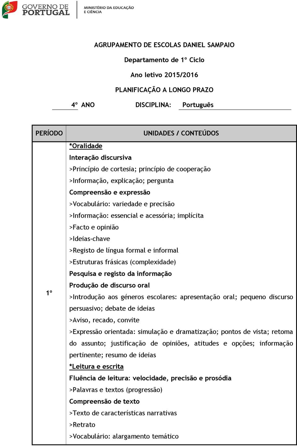 >Ideias-chave >Registo de língua formal e informal >Estruturas frásicas (complexidade) Pesquisa e registo da informação Produção de discurso oral >Introdução aos géneros escolares: apresentação oral;