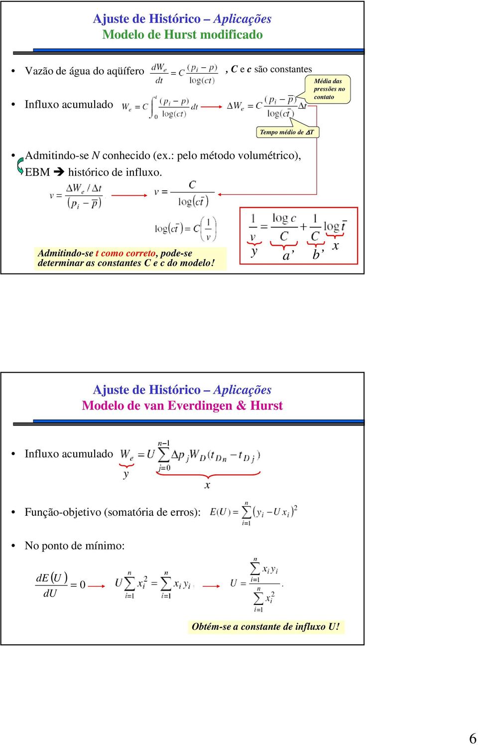 Admitindo-se t como correto, pode-se determinar as constantes C e c do modelo!