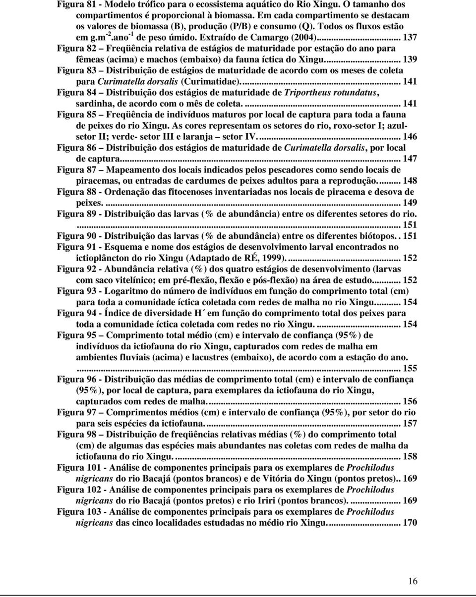 .. 137 Figura 82 Freqüência relativa de estágios de maturidade por estação do ano para fêmeas (acima) e machos (embaixo) da fauna íctica do Xingu.