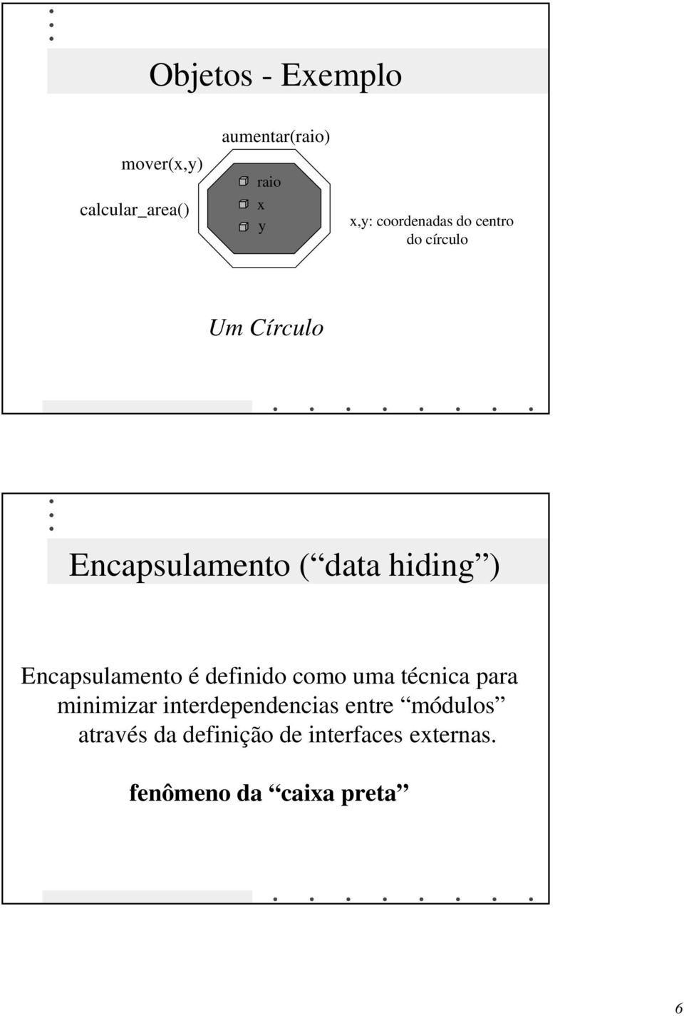 Encapsulamento é definido como uma técnica para minimizar interdependencias