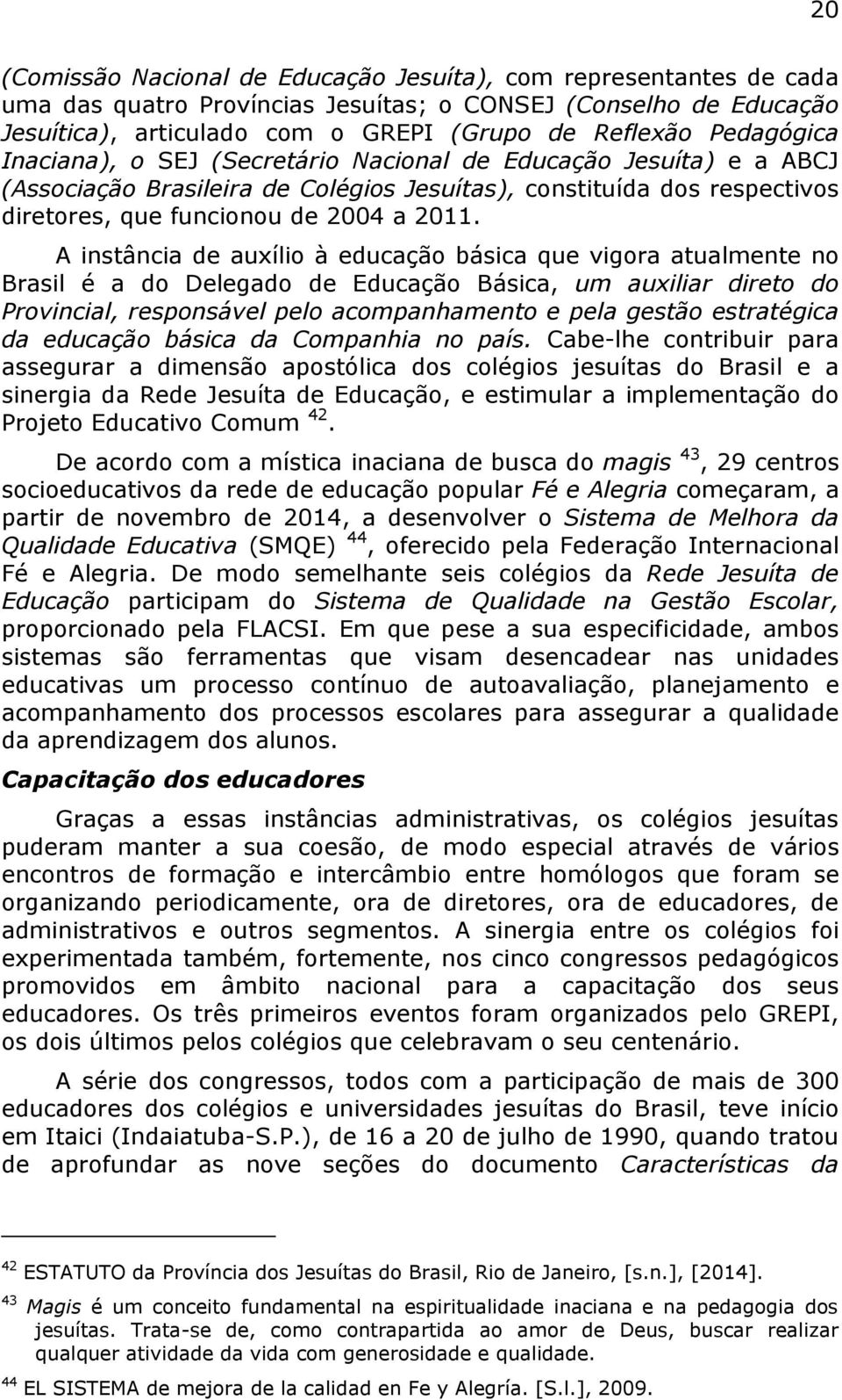 A instância de auxílio à educação básica que vigora atualmente no Brasil é a do Delegado de Educação Básica, um auxiliar direto do Provincial, responsável pelo acompanhamento e pela gestão