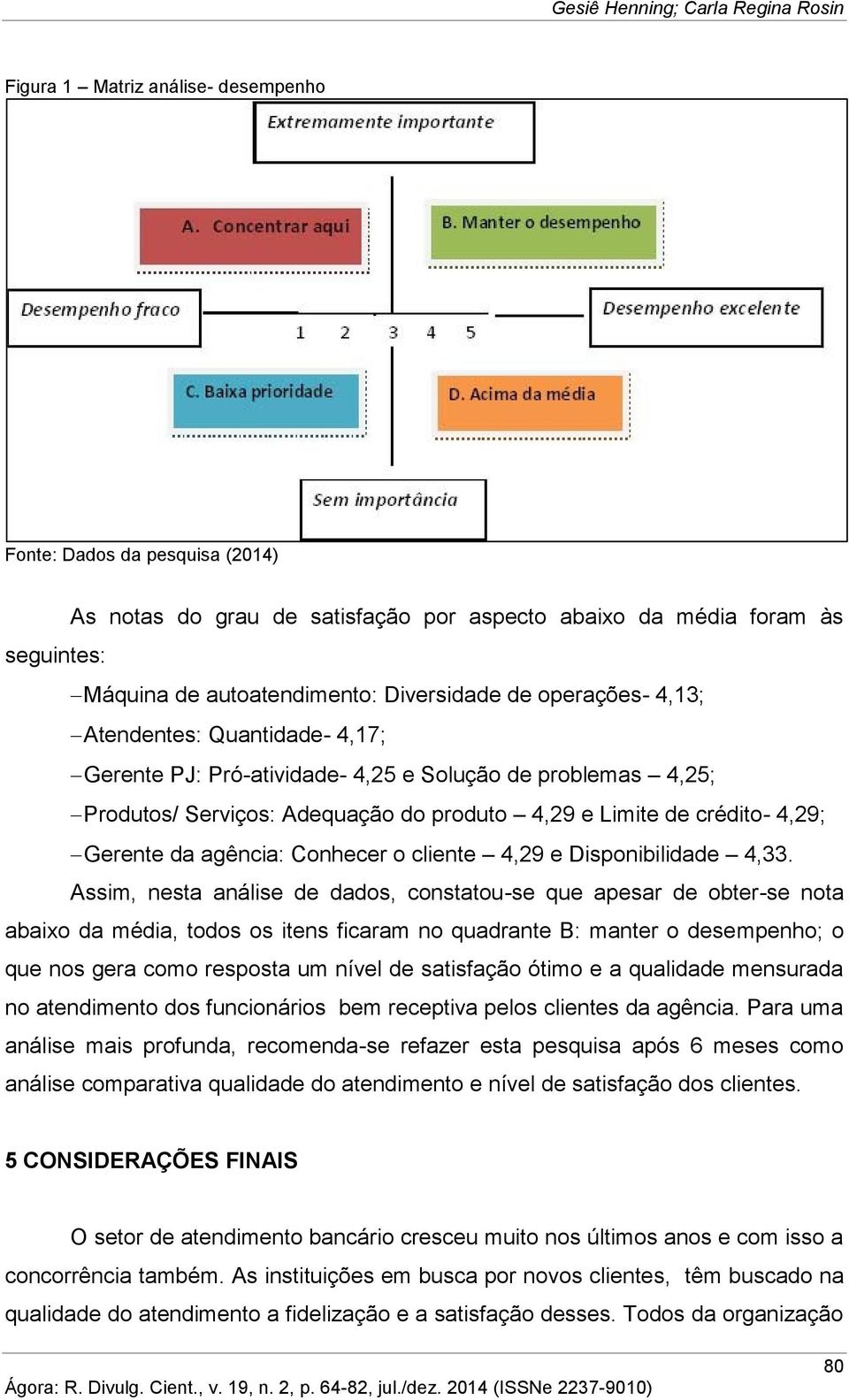 agência: Conhecer o cliente 4,29 e Disponibilidade 4,33.