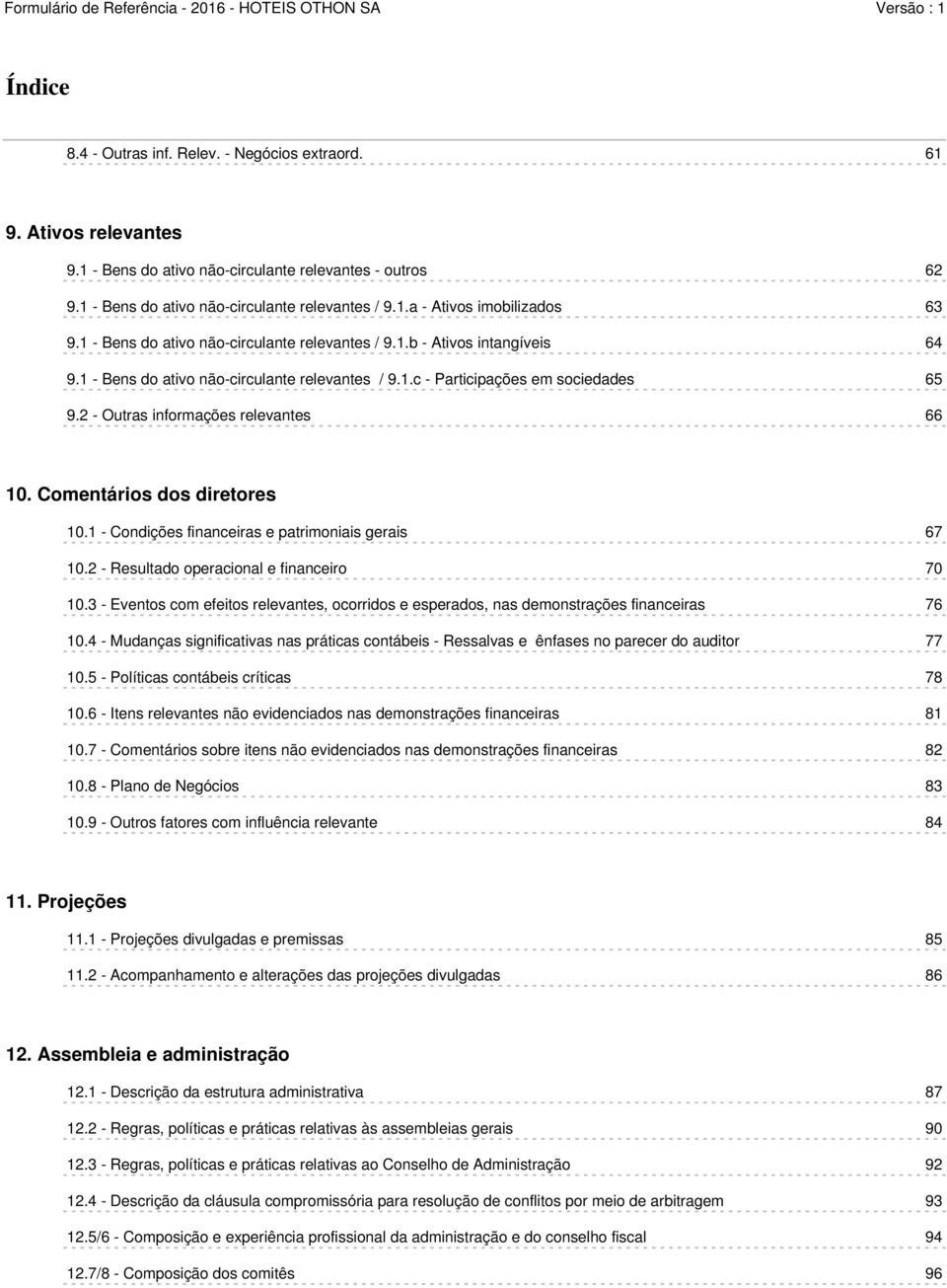 2 - Outras informações relevantes 66 10. Comentários dos diretores 10.1 - Condições financeiras e patrimoniais gerais 67 10.2 - Resultado operacional e financeiro 70 10.