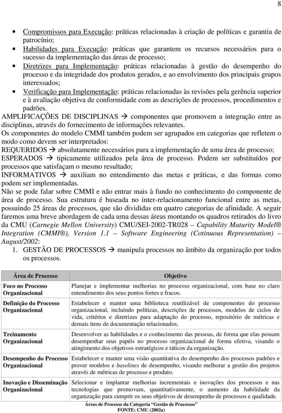 grupos interessados; Verificação para Implementação: práticas relacionadas às revisões pela gerência superior e à avaliação objetiva de conformidade com as descrições de processos, procedimentos e