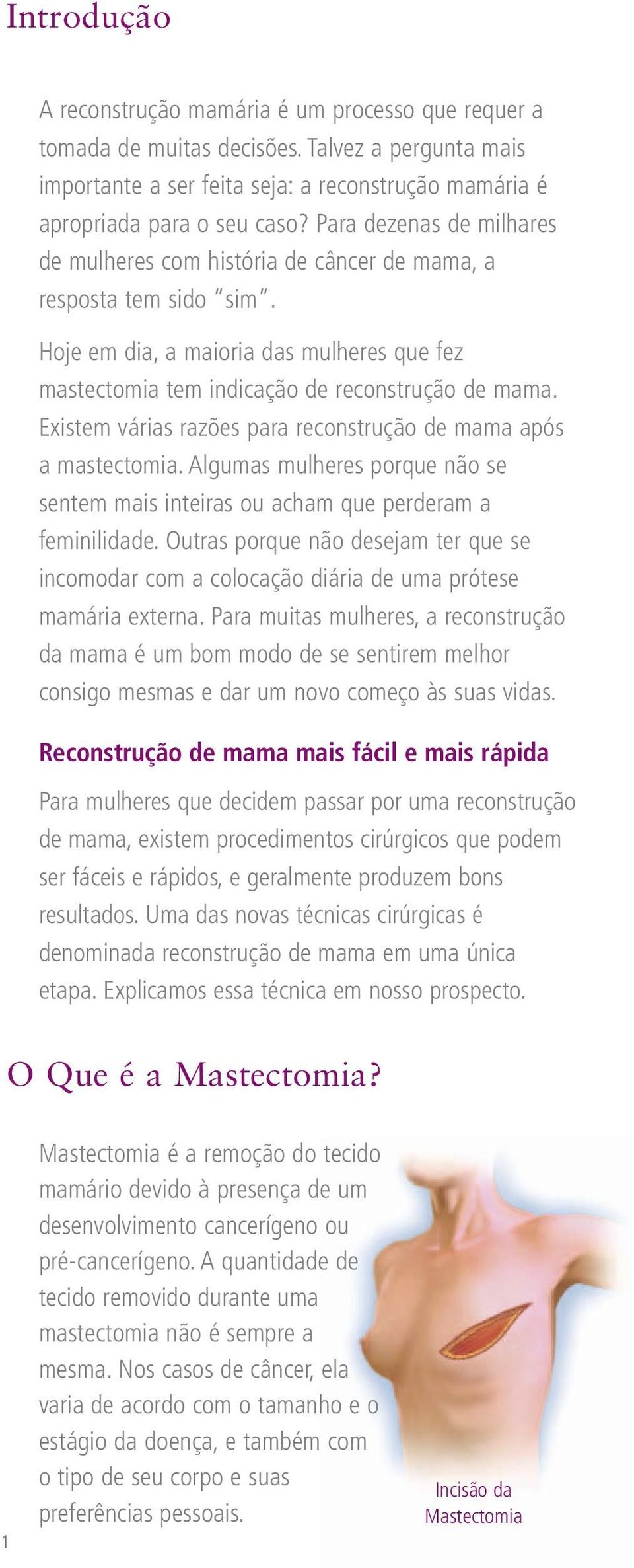 Existem várias razões para reconstrução de mama após a mastectomia. Algumas mulheres porque não se sentem mais inteiras ou acham que perderam a feminilidade.