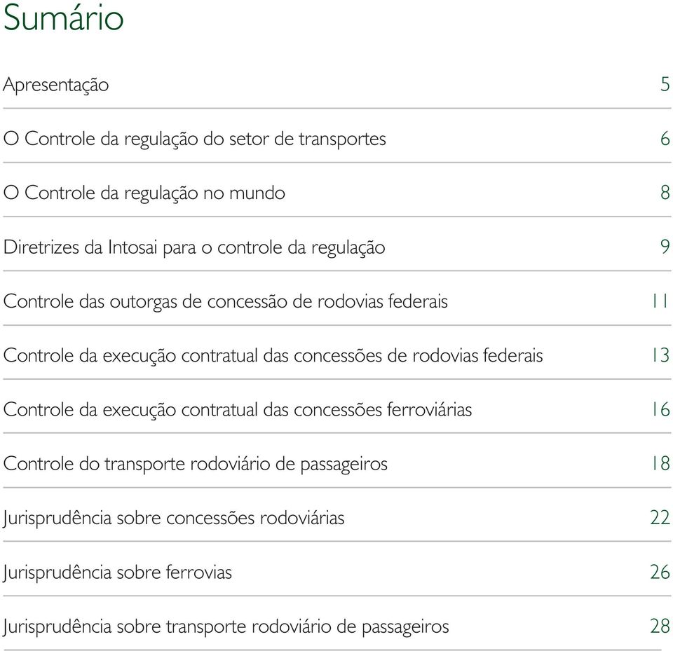 federais Controle da execução contratual das concessões ferroviárias Controle do transporte rodoviário de passageiros Jurisprudência