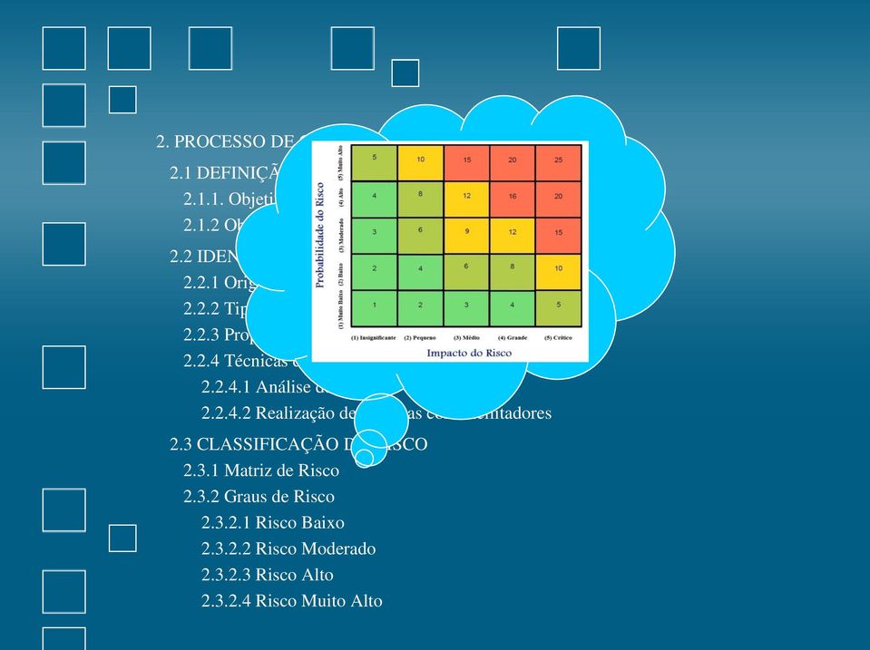 2.4.1 Análise de Fluxo de Subprocesso 2.2.4.2 Realização de Oficinas com facilitadores 2.3 CLASSIFICAÇÃO DO RISCO 2.3.1 Matriz de Risco 2.