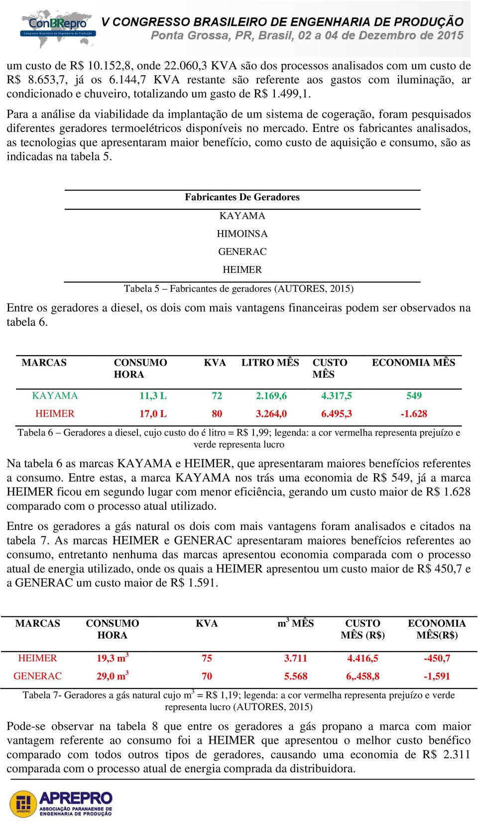 Para a análise da viabilidade da implantação de um sistema de cogeração, foram pesquisados diferentes geradores termoelétricos disponíveis no mercado.