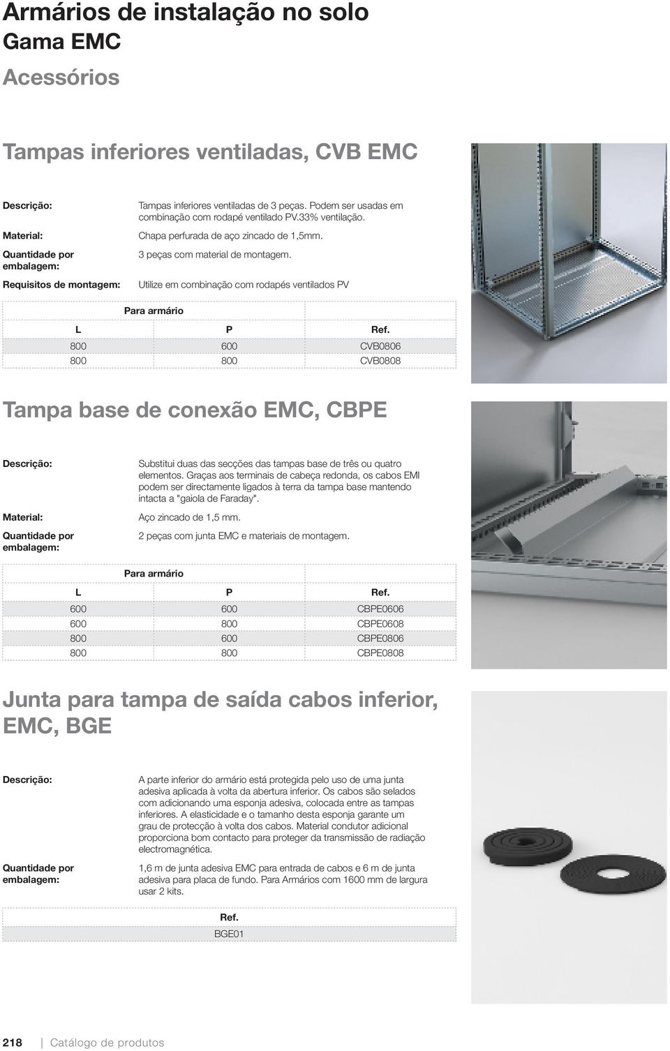 Utilize em combinação com rodapés ventilados PV Para armário L P Ref.