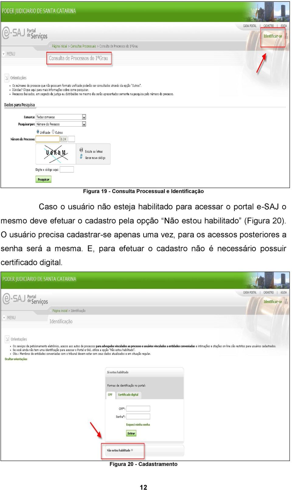 20). O usuário precisa cadastrar-se apenas uma vez, para os acessos posteriores a senha será a